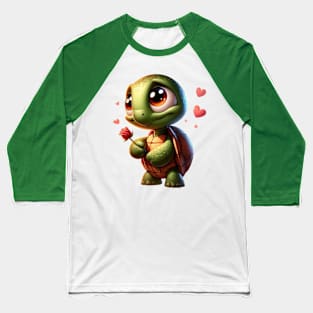 Cute Turtle on a Date Baseball T-Shirt